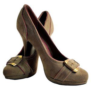 Limelite Pin Up Tan Suede With Buckle Accent Women's Heels Us Size 7